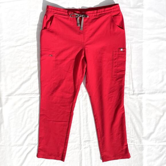 Figs Yola Skinny Scrub Pants Womens Large Petite In Pop Red - Picture 1 of 6
